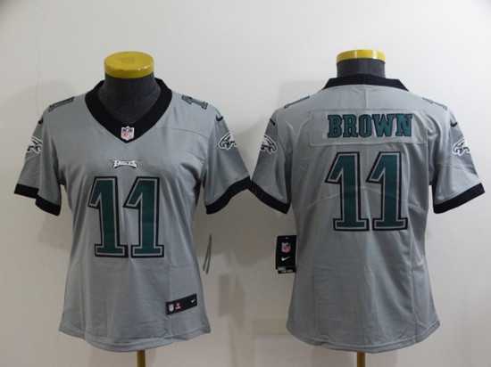 Women%27s Philadelphia Eagles #11 A. J. Brown Grey Vapor Untouchable Limited Stitched Football Jersey->women nfl jersey->Women Jersey